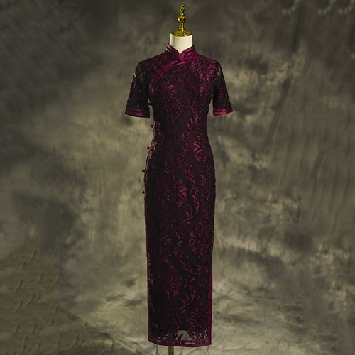 Свадебное платье для матери, длинное ретро ципао, 2023, изысканный стиль