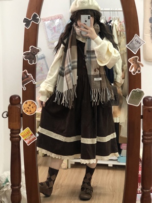 taobao agent Genuine Japanese cute corduroy design dress, suitable for teen, autumn, trend of season