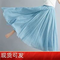 Летняя длинная цветная этническая юбка, большой размер, из хлопка и льна, эластичная талия, этнический стиль