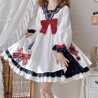 taobao agent Peach White Tea Lolita Original Design Captain Bear Captain's spot