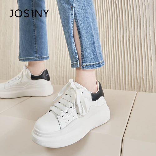 Туфли на платформе, высокая белая обувь для отдыха, кроссовки, 2023 года, из натуральной кожи