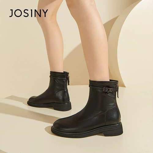 Универсальные демисезонные короткие сапоги с молнией, ботинки, коллекция 2022, мягкая подошва, в корейском стиле