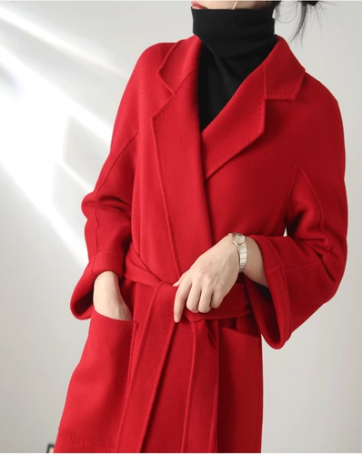 Элитное двусторонное кашемировое демисезонное длинное шерстяное шерстяное пальто, средней длины, в корейском стиле