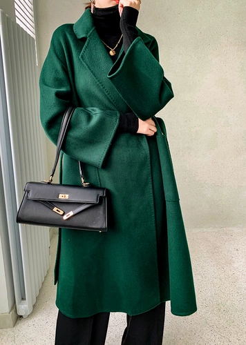 Элитное двусторонное кашемировое демисезонное длинное шерстяное шерстяное пальто, средней длины, в корейском стиле