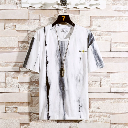 Tide, камуфляжная трендовая футболка, универсальный комплект, короткий рукав, европейский стиль, оверсайз, круглый воротник