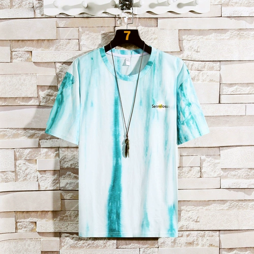 Tide, камуфляжная трендовая футболка, универсальный комплект, короткий рукав, европейский стиль, оверсайз, круглый воротник