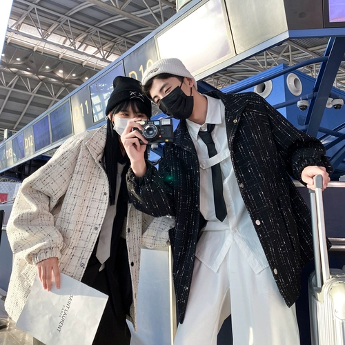 Парная одежда для влюбленных, мужская осенняя куртка, в стиле Шанель, оверсайз, изысканный стиль