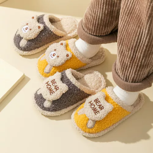 Демисезонные детские удерживающие тепло тапочки подходит для мужчин и женщин, с медвежатами, подходит для подростков