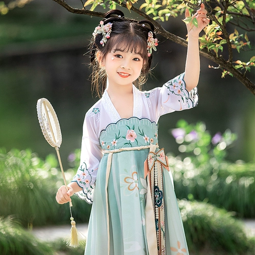 Летнее ханьфу, детское платье, весенняя юбка, наряд маленькой принцессы, китайский стиль, детская одежда