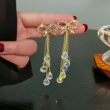Серьги с бантиком, изысканный стиль, японские и корейские, легкий роскошный стиль, простой и элегантный дизайн