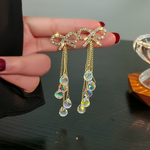 Серьги с бантиком, изысканный стиль, японские и корейские, легкий роскошный стиль, простой и элегантный дизайн