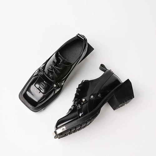 Металлический ремень, декор, демисезонные туфли в английском стиле на платформе для кожаной обуви, в британском стиле