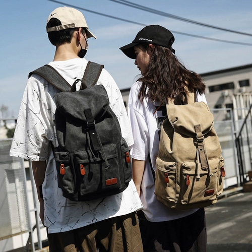 Вместительный и большой прочный ретро модный трендовый мужской тканевый школьный рюкзак для путешествий