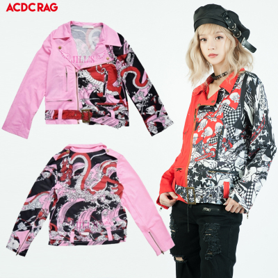 taobao agent O Jier O Harajuku Chinese Dragon Bad Girl Knight Lapel Jacket ACDC rag Taiwan general agent