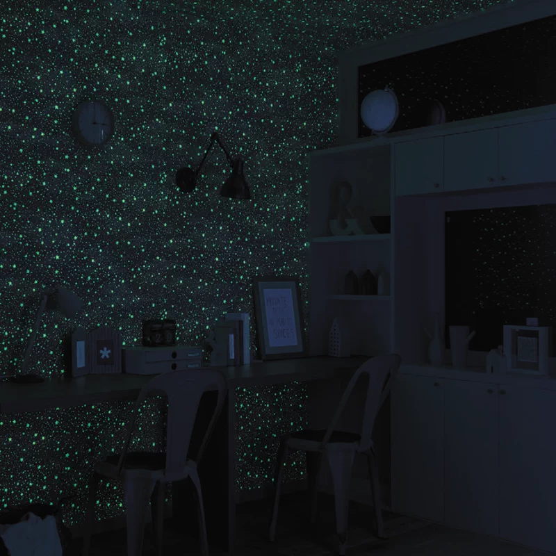 进口日本墙纸白色底夜光墙纸银河满天星墙纸蓄光壁纸儿童房天花板