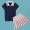 短袖蓝polo衫+粉色短裙裤