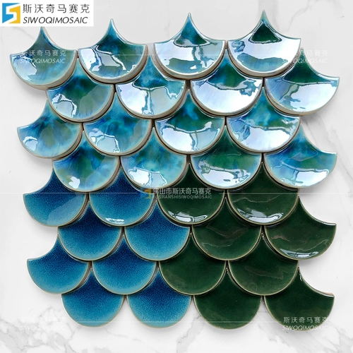 Зеленая синяя трехмерная мозаика, «сделай сам», градиент