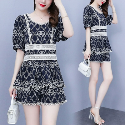 Летний ретро короткий комплект, большой размер, свободный крой