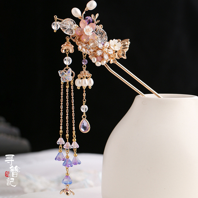 taobao agent Xunzhi Ji original handmade Hanfu accessories Liu Susu hair decoration glazed flower pair of Xianqian Qi Qi Meng