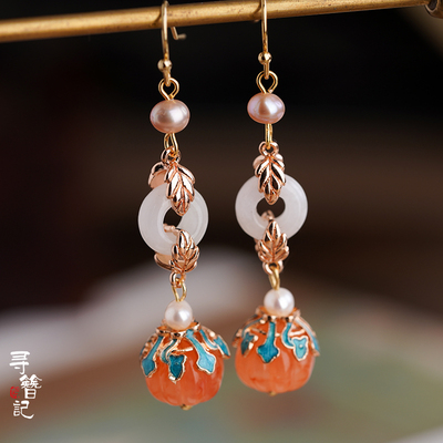 taobao agent Ethnic cheongsam, orange earrings, ethnic style