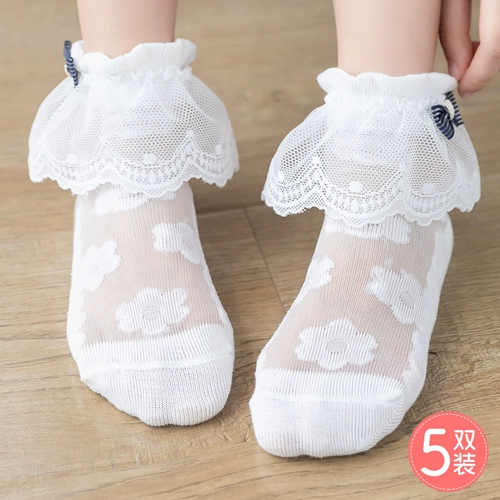 Детские летние тонкие носки, принцесса принцесса, сладкий лук носок носка носка носка носка носки для детского спортивного кружевного кружевного