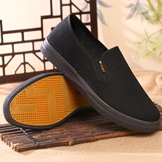 ткань обувь 老北京布鞋男透气防滑工作干活中老年爸爸鞋帆布鞋开车一脚蹬春秋