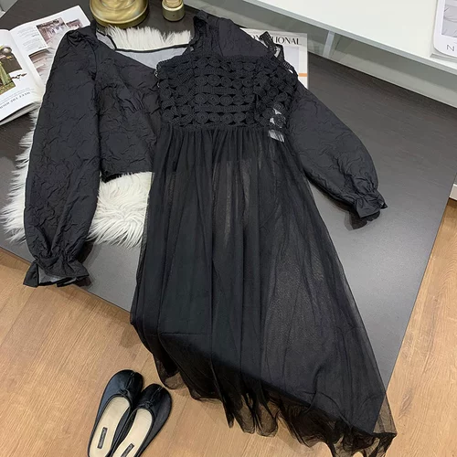 Платье, юбка, лонгслив, весенние ретро демисезонные нарукавники, в корейском стиле