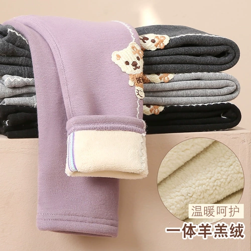 Леггинсы, штаны, бархатные детские хлопковые джинсы с начесом для девочек