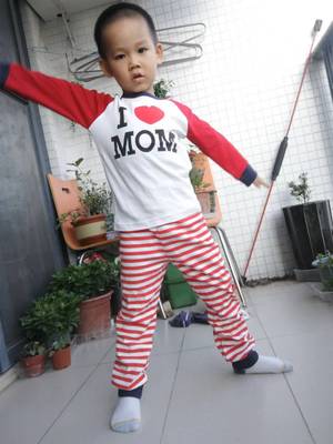 taobao agent Pure cotton spring and autumn, boys, children, love dad, my father, mother live, parent sleeve suit
