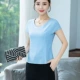 Vải lanh cotton T-shirt của phụ nữ eo cao lỏng lẻo phần mỏng mỏng từ bi vải lanh ngắn tay phụ nữ lanh ngắn mùa hè hàng đầu phụ nữ - Áo phông