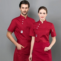 Красная ткань, футболка, фартук, короткий рукав