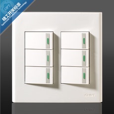 Выключатель двухклавишный 正泰120型开关 9系象牙白色墙壁6开六开双控开关插座面板120*120