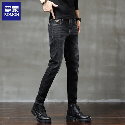 Приталенные черные джинсы для отдыха, мужские осенние повседневные брюки