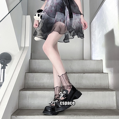 taobao agent Black retro lace thin socks, French retro style