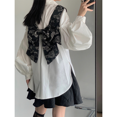 taobao agent White short vest, mini-skirt, sexy set, long sleeve, three piece suit