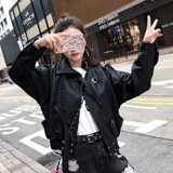 Короткая весенняя осенняя полиуретановая куртка для школьников, 2020 года, в корейском стиле, свободный крой, высокая талия