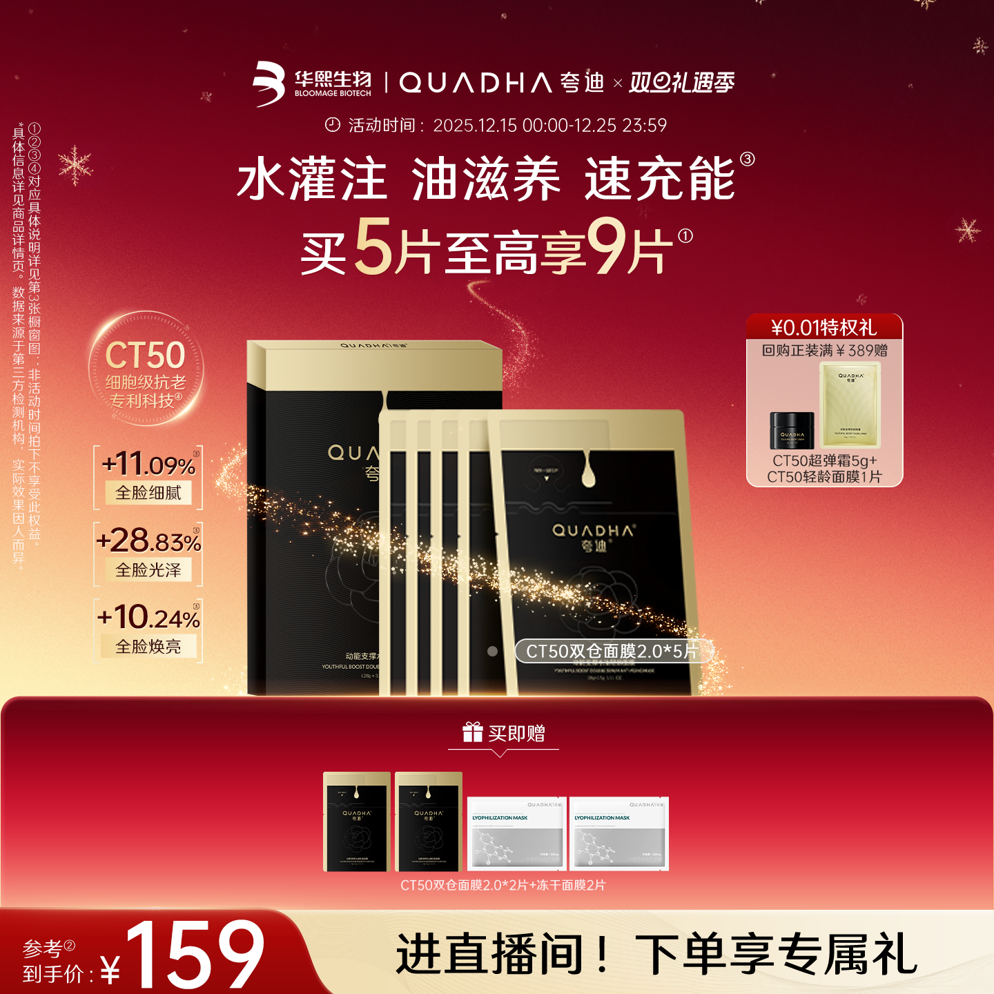 【全新上线】华熙生物夸迪CT50双仓面膜2.0动能支撑水油轻龄面膜