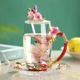 Men cốc thủy tinh màu cốc trà cốc cà phê sáng tạo cá tính cốc nhà uống ly xu hướng nam và nữ cốc trà hoa - Tách