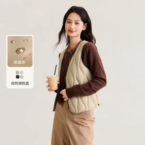 雪中飞2025秋冬新款女士轻薄羽绒马甲小V领内搭舒适马夹时尚青春