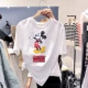 Mickey T-shirt nữ ngắn tay thủy triều lưới màu đỏ Dongdaemun mới Hàn Quốc cá tính hàng đầu Sinh viên phong cách phương Tây Quần áo nữ phong cách Hồng Kông - Áo phông