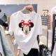 Mickey T-shirt nữ ngắn tay thủy triều lưới màu đỏ Dongdaemun mới Hàn Quốc cá tính hàng đầu Sinh viên phong cách phương Tây Quần áo nữ phong cách Hồng Kông - Áo phông