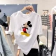 Mickey T-shirt nữ ngắn tay thủy triều lưới màu đỏ Dongdaemun mới Hàn Quốc cá tính hàng đầu Sinh viên phong cách phương Tây Quần áo nữ phong cách Hồng Kông - Áo phông