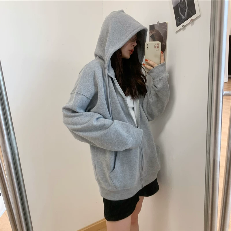 Кардиган, осенняя ретро-худи для студентов, теплая куртка на молнии, oversize, для подростков