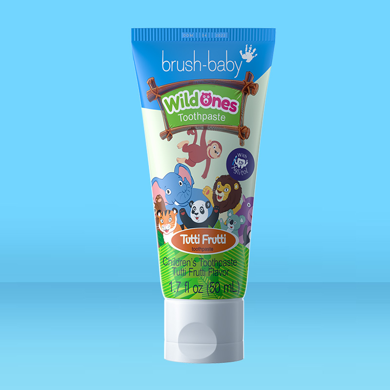 【热销】英国brushbaby儿童牙膏宝宝水果味含氟防蛀3岁4-5-6岁
