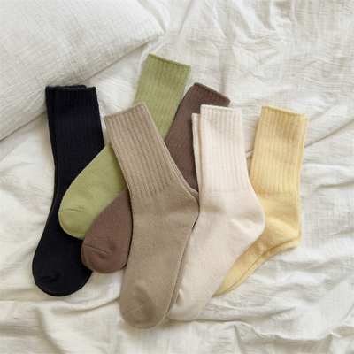 taobao agent Soft woolen colored keep warm demi-season socks, increased thickness