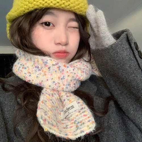 Радужный зимний брендовый удерживающий тепло милый шарф, коллекция 2022, в корейском стиле