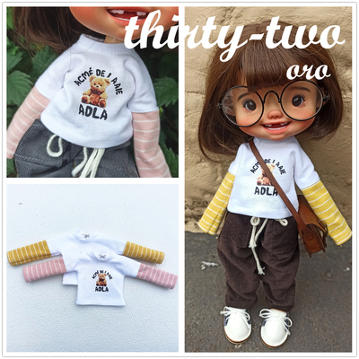 taobao agent BJD6 points baby cloth small cloth BLYTHET ob24 素 素 素 b stitching long sleeves long sleeve top