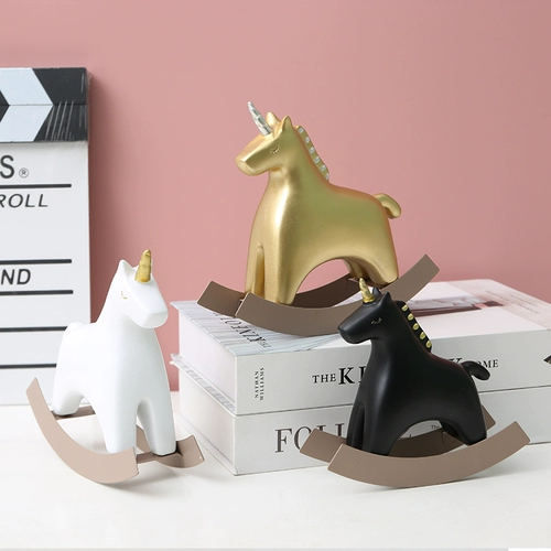 Креативный единорог, качающаяся деревянная лошадь, украшения, компьютерный стол, украшение для детской комнаты, поделки, игрушки, реквизит для фотографий