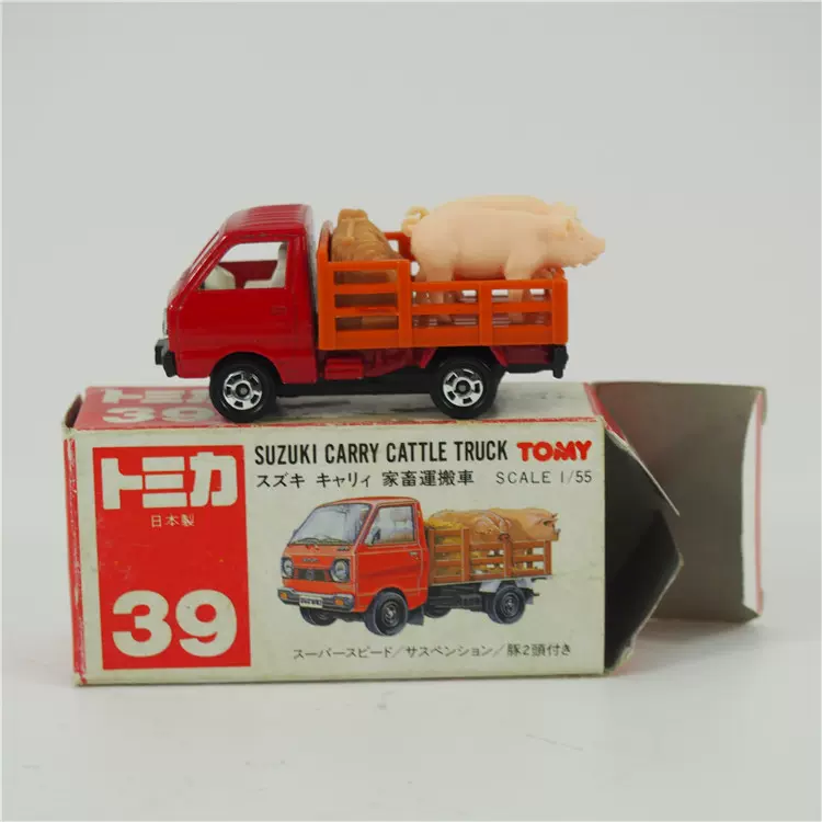 Tomica 多美卡suzuki Carry No 39 豬車家畜運搬車紅豬瑕疵