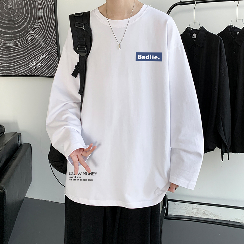 Spring and Autumn Fat Man Long Sleeve T-Shirt Men's Extra Large Size Fattened Plus Size Sweater Fat Man Loose Fat Man Bottom Shirt 150kg_voghion.com